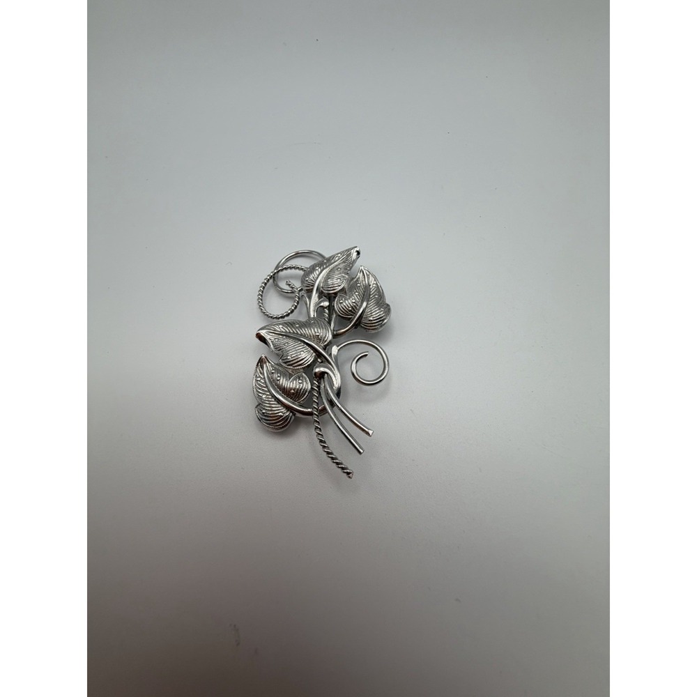 Bond Boyd Sterling Silver Leaf Vine Brooch Pin Vintage Textured Botanical Canada